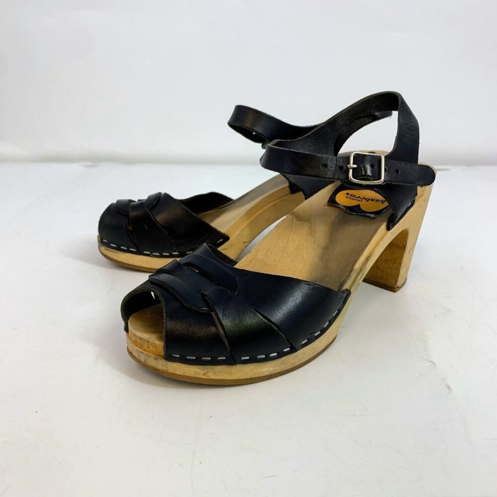 Swedish Hasbeens Women's Merci Leather Crossover Open Toe Sandals Size 8/38‎
